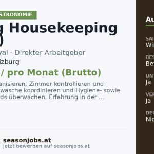 Leitung Housekeeping (m/w/d) — Obertauern, Salzburg