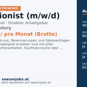 Rezeptionist (m/w/d) — Obertauern, Salzburg