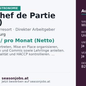 Demi Chef de Partie (m/w/d) — Leogang, Salzburg