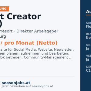 Content Creator (m/w/d) — Leogang, Salzburg