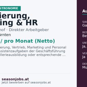 Reservierung, Marketing & HR (m/w/d) — Feld am See, Kärnten