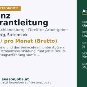 Assistenz Restaurantleitung (m/w/d) — Deutschlandsberg, Steiermark