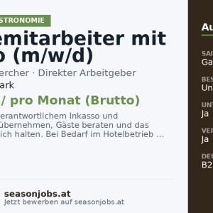 Servicemitarbeiter mit Inkasso (m/w/d) — Murau, Steiermark