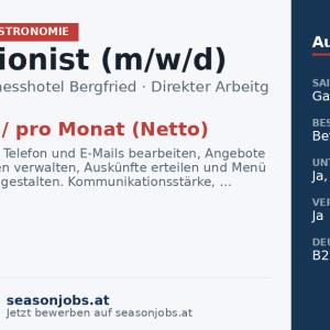 Rezeptionist (m/w/d) — Tux, Tirol