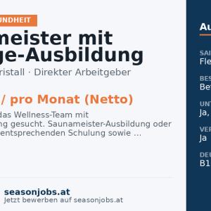 Saunameister mit Massage-Ausbildung (m/w/d) — Pertisau, Tirol