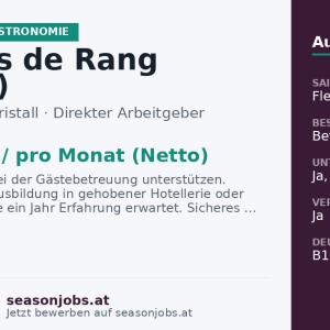 Commis de Rang (m/w/d) — Pertisau, Tirol