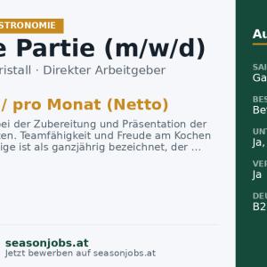 Chef de Partie (m/w/d) — Pertisau, Tirol