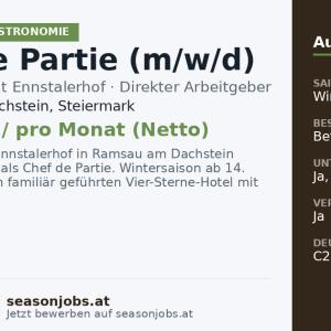 Chef de Partie (m/w/d) — Ramsau am Dachstein, Steiermark