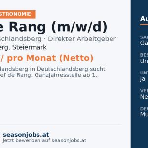 Chef de Rang (m/w/d) — Deutschlandsberg, Steiermark