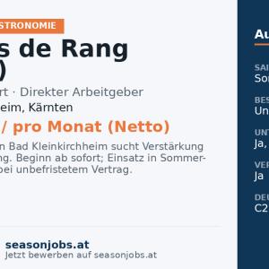 Commis de Rang (m/w/d) — Bad Kleinkirchheim, Kärnten