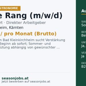 Chef de Rang (m/w/d) — Bad Kleinkirchheim, Kärnten
