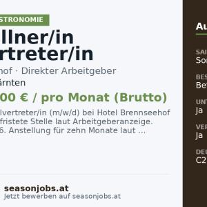 Oberkellner/in Stellvertreter/in (m/w/d) — Feld am See, Kärnten