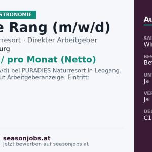 Chef de Rang (m/w/d) — Leogang, Salzburg