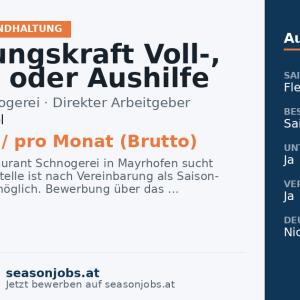 Reinigungskraft Voll-, Teilzeit oder Aushilfe — Mayrhofen, Tirol