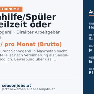 Küchenhilfe/Spüler Voll-, Teilzeit oder Aushilfe — Mayrhofen, Tirol