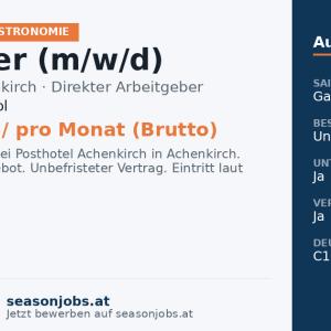 Patissier (m/w/d) — Achenkirch, Tirol