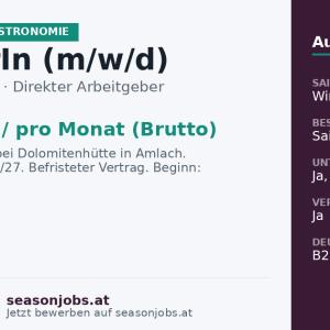 KellnerIn (m/w/d) — Amlach, Tirol