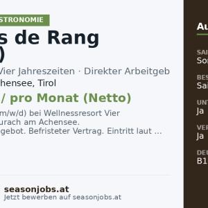 Commis de Rang (m/w/d) — Maurach am Achensee, Tirol