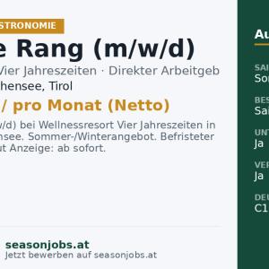 Chef de Rang (m/w/d) — Maurach am Achensee, Tirol