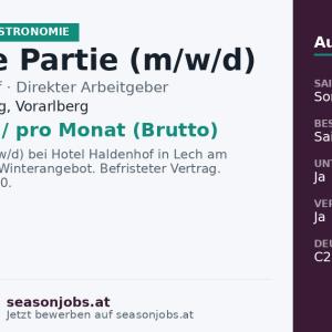 Chef de Partie (m/w/d) — Lech am Arlberg, Vorarlberg