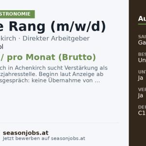 Chef de Rang (m/w/d) — Achenkirch, Tirol