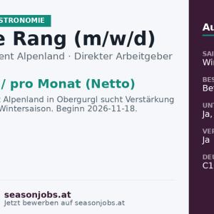 Chef de Rang (m/w/d) — Obergurgl, Tirol