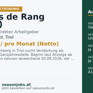 Commis de Rang (m/w/d) — Kirchberg in Tirol, Tirol
