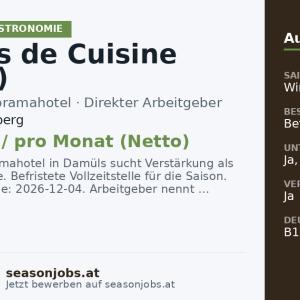 Commis de Cuisine (m/w/d) — Damüls, Vorarlberg