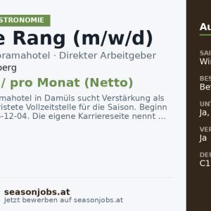 Chef de Rang (m/w/d) — Damüls, Vorarlberg