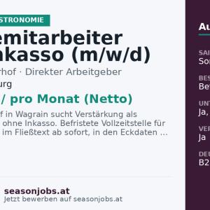 Servicemitarbeiter ohne Inkasso (m/w/d) — Wagrain, Salzburg