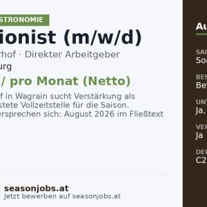 Rezeptionist (m/w/d) — Wagrain, Salzburg