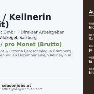 Kellner / Kellnerin (Vollzeit) — Bramberg, Salzburg