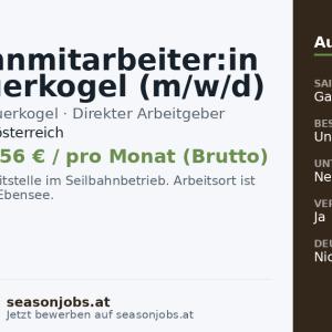 Seilbahnmitarbeiter:in am Feuerkogel (m/w/d) — Ebensee, Oberösterreich