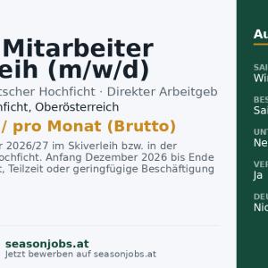 Saison Mitarbeiter Skiverleih (m/w/d) — Klaffer am Hochficht, Oberösterreich
