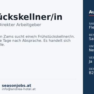 Frühstückskellner/in — Zams, Tirol