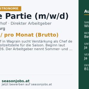 Chef de Partie (m/w/d) — Wagrain, Salzburg