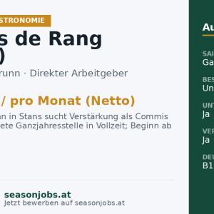 Commis de Rang (m/w/d) — Stans, Tirol