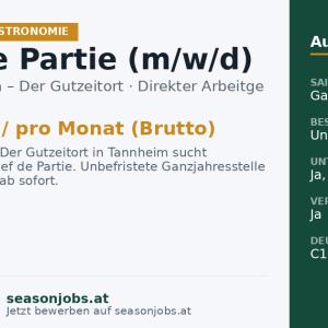 Chef de Partie (m/w/d) — Tannheim, Tirol