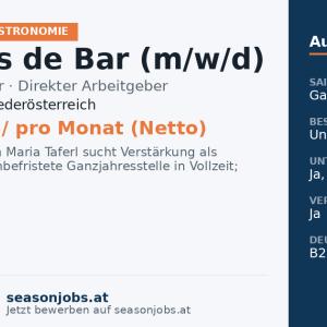 Commis de Bar (m/w/d) — Maria Taferl, Niederösterreich