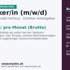 Elektriker/in (m/w/d) — Serfaus, Tirol