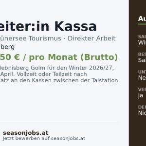 Mitarbeiter:in Kassa — Vandans, Vorarlberg
