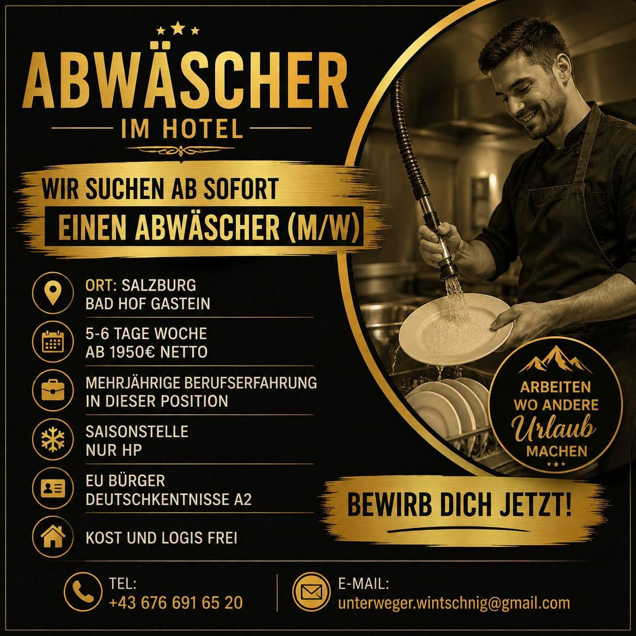 Abwäscher (m/w) im Hotel — Bad Hofgastein, Salzburg