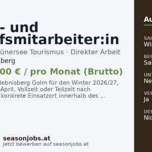 Verleih- und Verkaufsmitarbeiter:in — Vandans, Vorarlberg