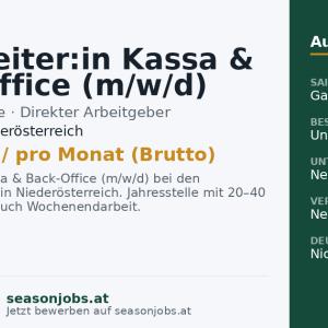 Mitarbeiter:in Kassa & Back-Office (m/w/d) — Annaberg, Niederösterreich