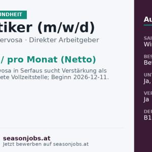 Kosmetiker (m/w/d) — Serfaus, Tirol