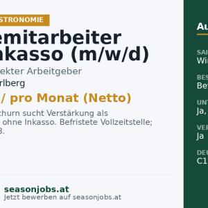 Servicemitarbeiter ohne Inkasso (m/w/d) — Gaschurn, Vorarlberg