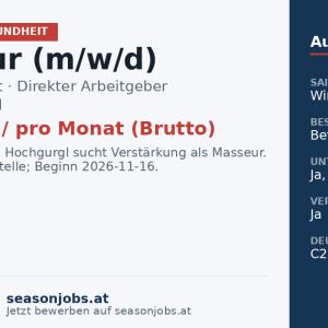 Masseur (m/w/d) — Hochgurgl, Tirol