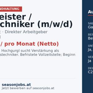 Hausmeister / Haustechniker (m/w/d) — Hochgurgl, Tirol
