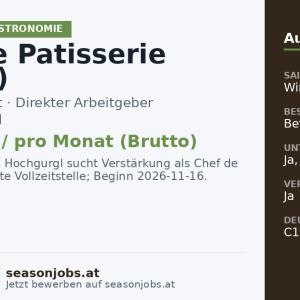 Chef de Patisserie (m/w/d) — Hochgurgl, Tirol