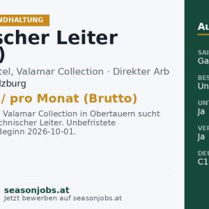 Technischer Leiter (m/w/d) — Obertauern, Salzburg